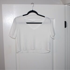 SHEIN White V-Neck Crop Top